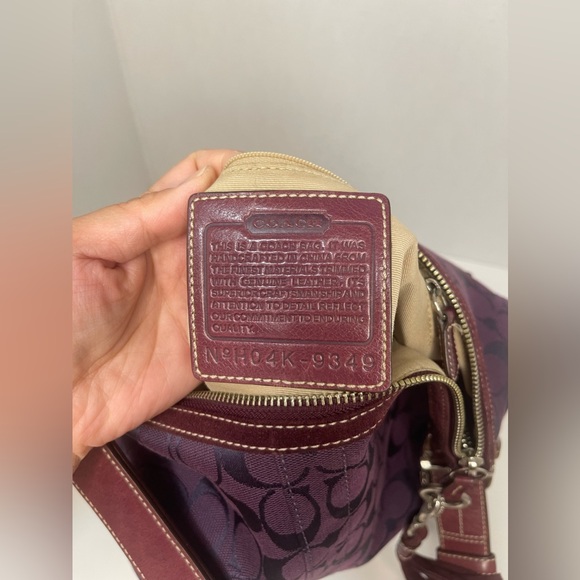 COACH SLIM DUFFLE signature Crossbody Suede Hobo F04K-9349 Plum Purple - Picture 12 of 16